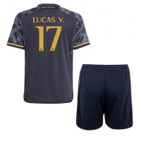 Real Madrid Lucas Vazquez #17 Vonkajší Detský futbalový dres 2023-24 Krátky Rukáv (+ trenírky)